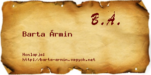 Barta Ármin névjegykártya